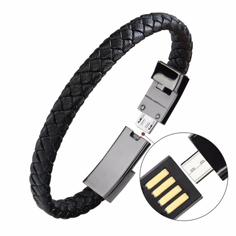 BRACELETE DE COURO PREMIER STYLE - CARREGADOR USB